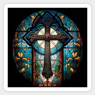 Holy Cross with Stained Glass Windows Sticker